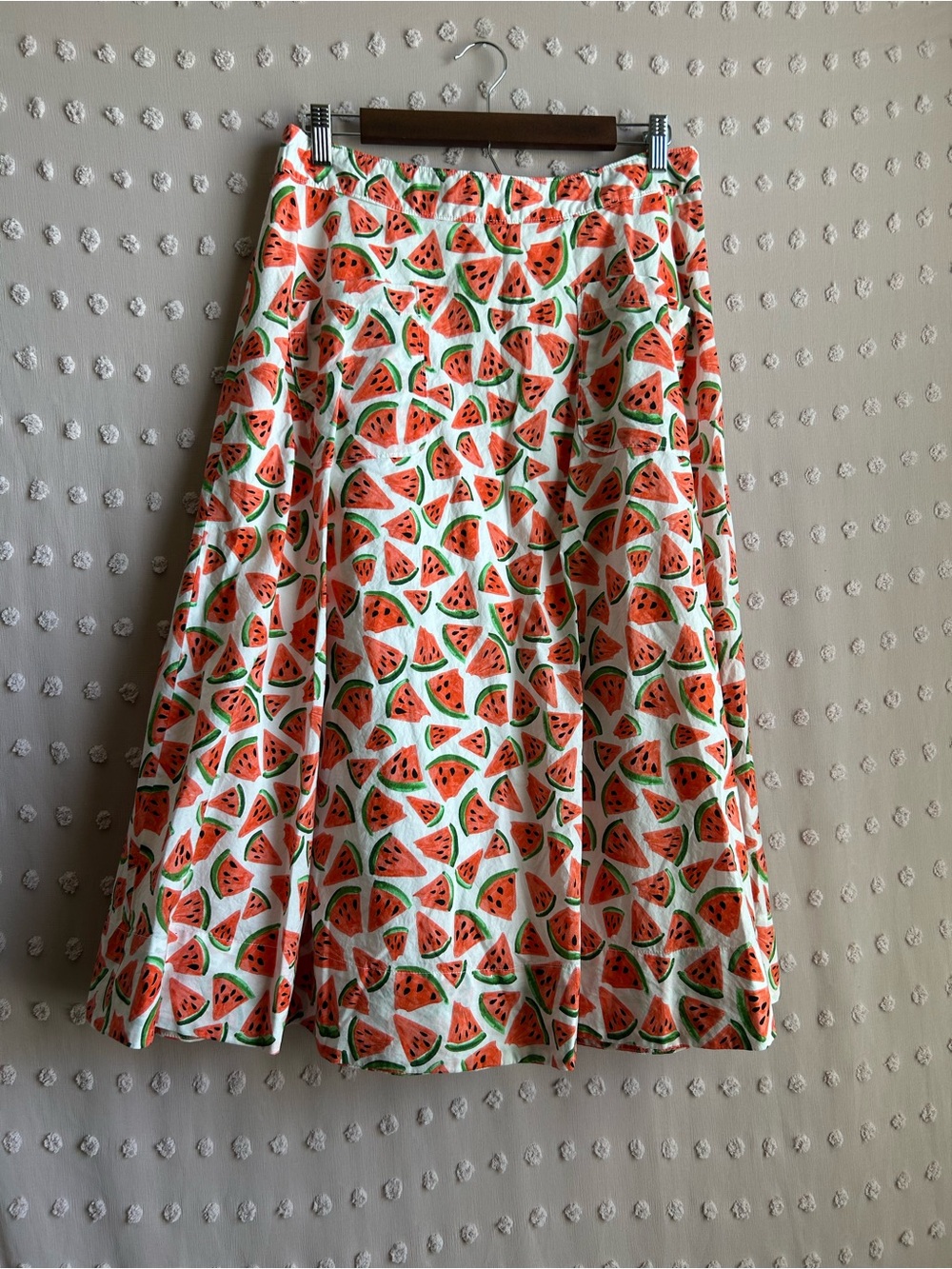 Anthropologie 52 Conversations Colloquial Fill Midi Skirt Watermelon Sz 12
